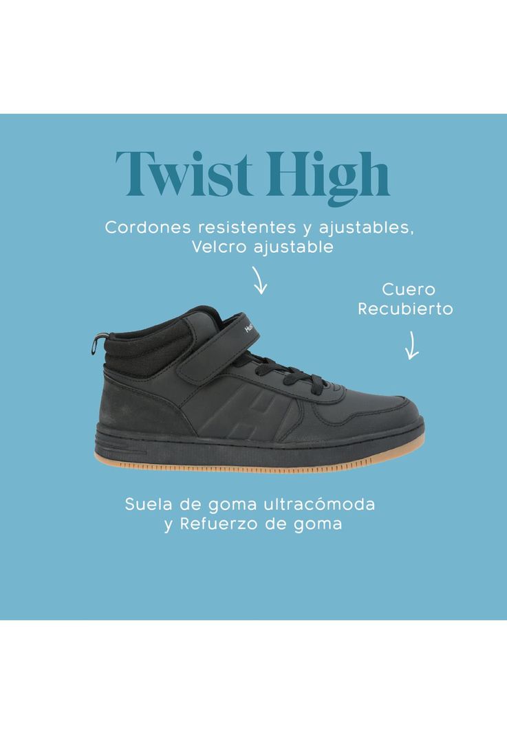 Zapatilla Escolar Twist High negro niño-1