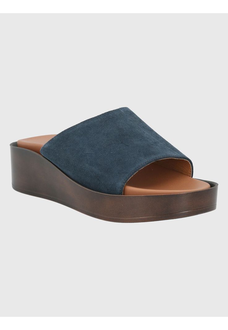 Sandalia Cuero Azul Oscuro Mujer Depp -0