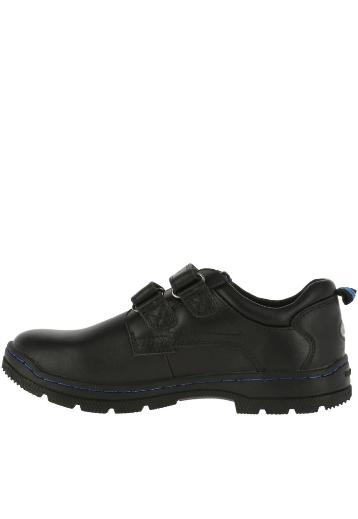 Zapato Niño Cuero New I Work Velcro Negro-2
