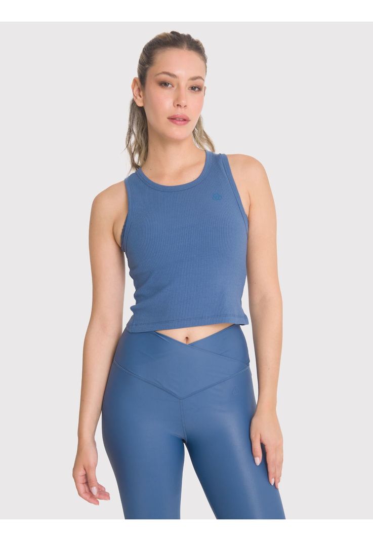 Polera deportiva Mujer Crop Tank Livia Azul-0