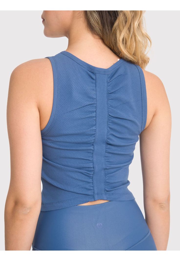 Polera deportiva Mujer Crop Tank Livia Azul-1