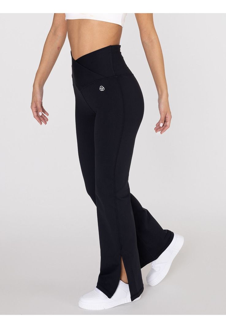 Calza Mujer Split Hem Flare Legg Negra -0