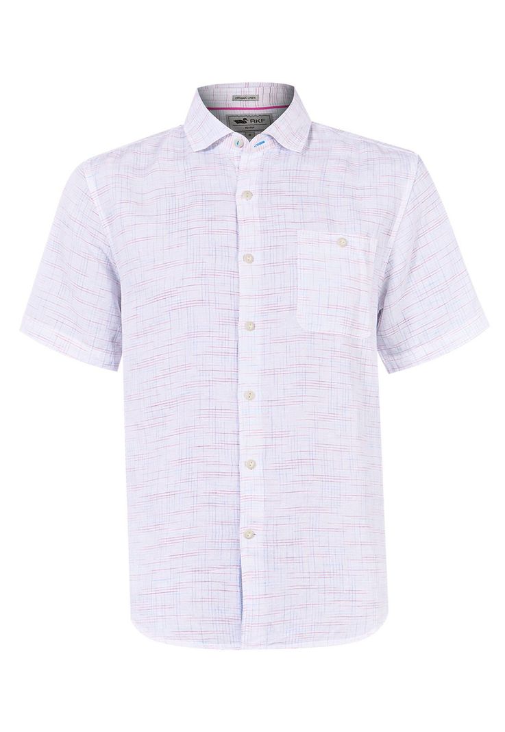 camisa Lino Orgánico Rojo Marbled Hombre -0