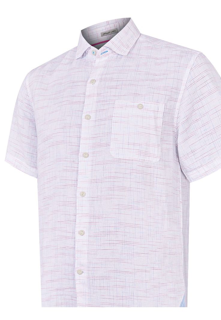 camisa Lino Orgánico Rojo Marbled Hombre -3