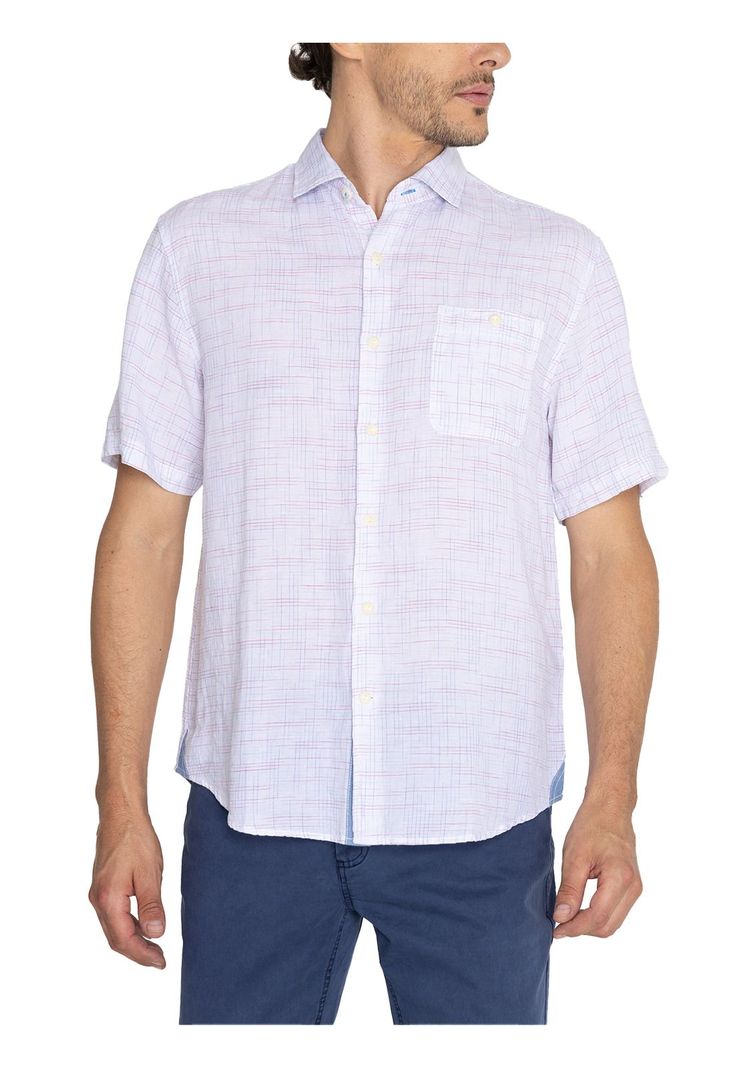 camisa Lino Orgánico Rojo Marbled Hombre -4