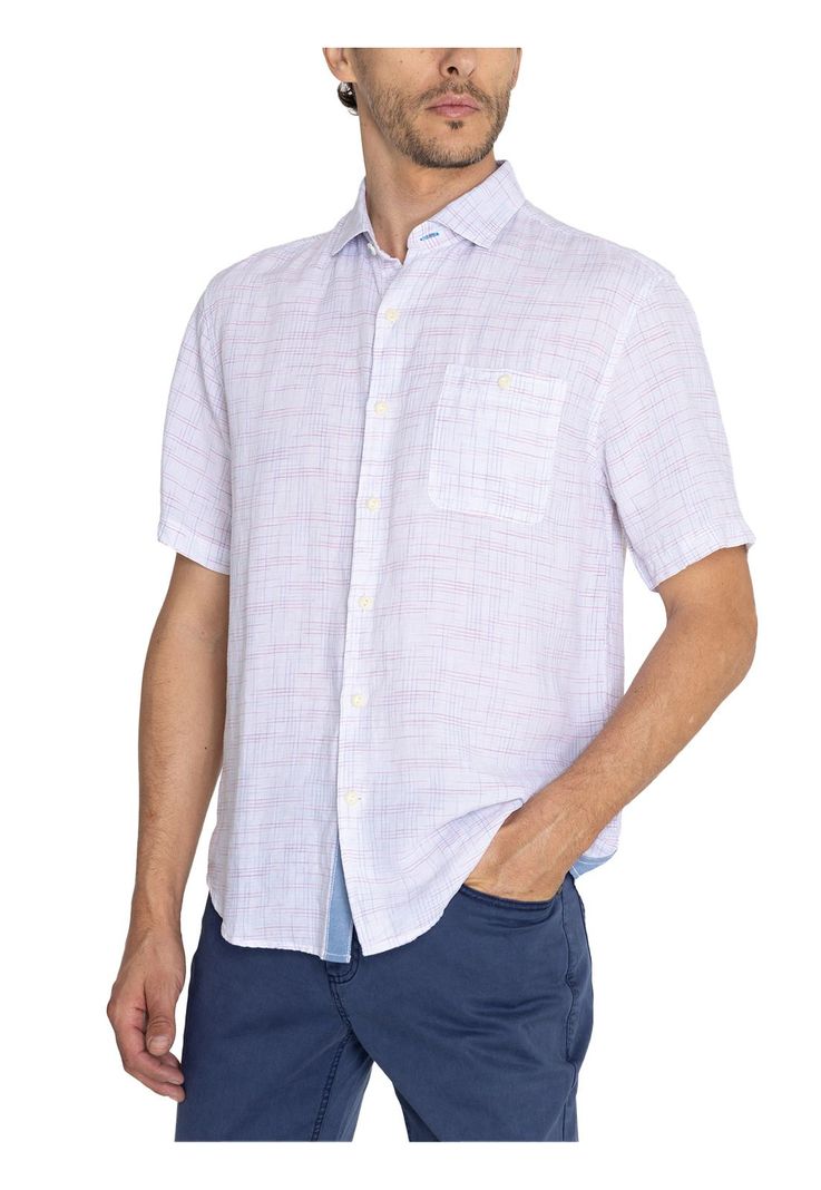 camisa Lino Orgánico Rojo Marbled Hombre -5