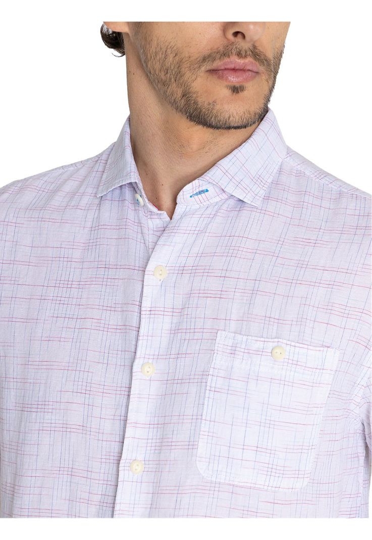 camisa Lino Orgánico Rojo Marbled Hombre -6