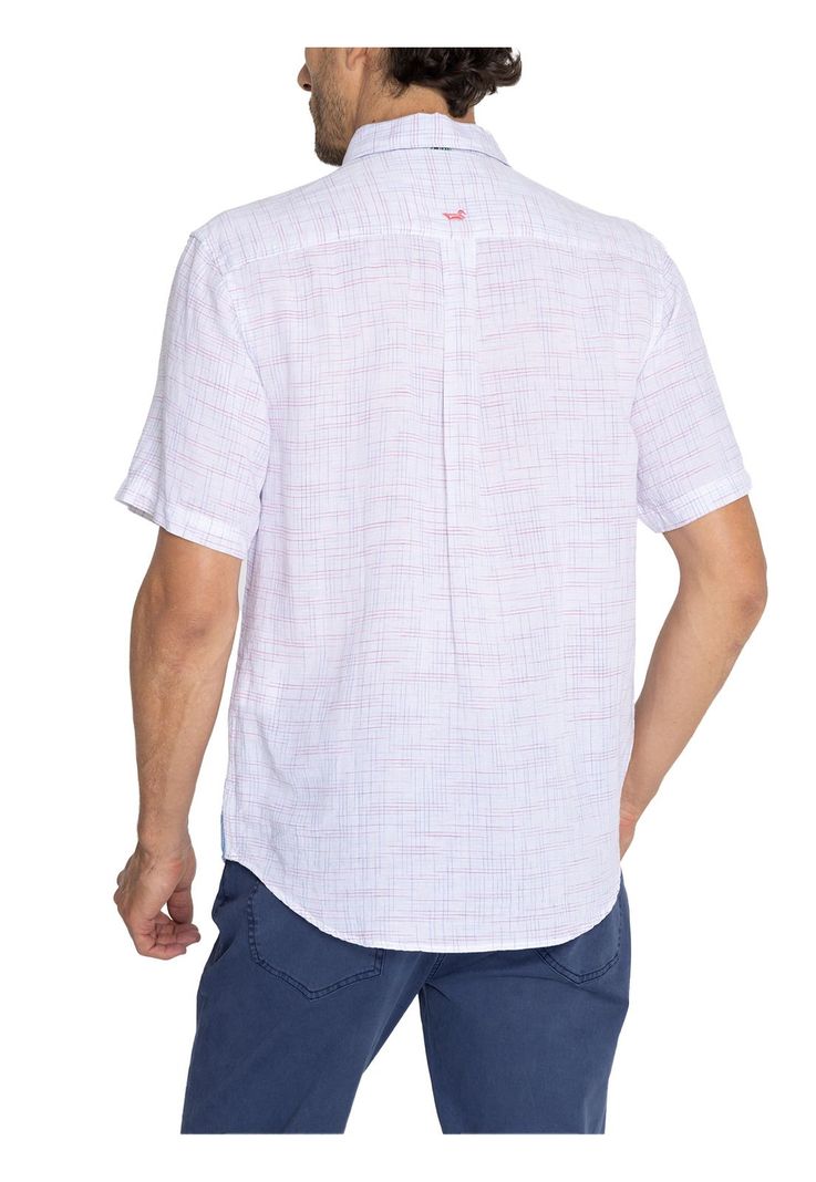 camisa Lino Orgánico Rojo Marbled Hombre -7