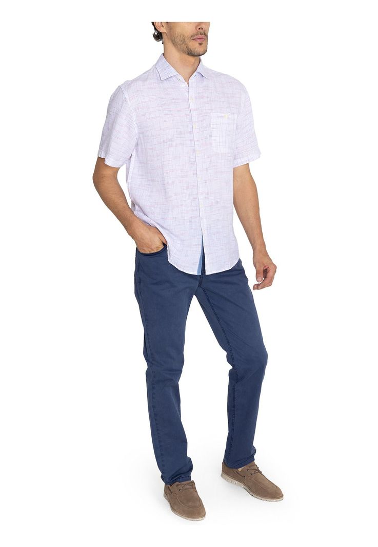 camisa Lino Orgánico Rojo Marbled Hombre -8