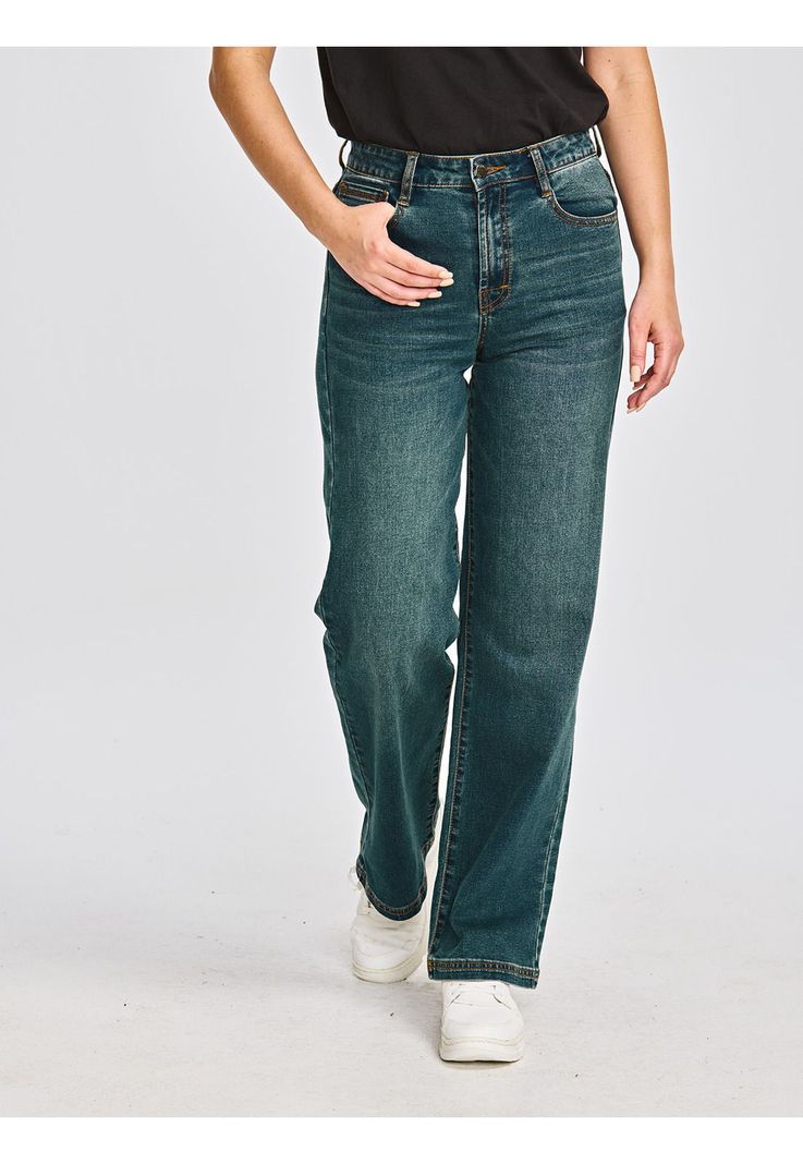 Jeans Mujer Triblend Stretch Denim Wide Leg Azul-0