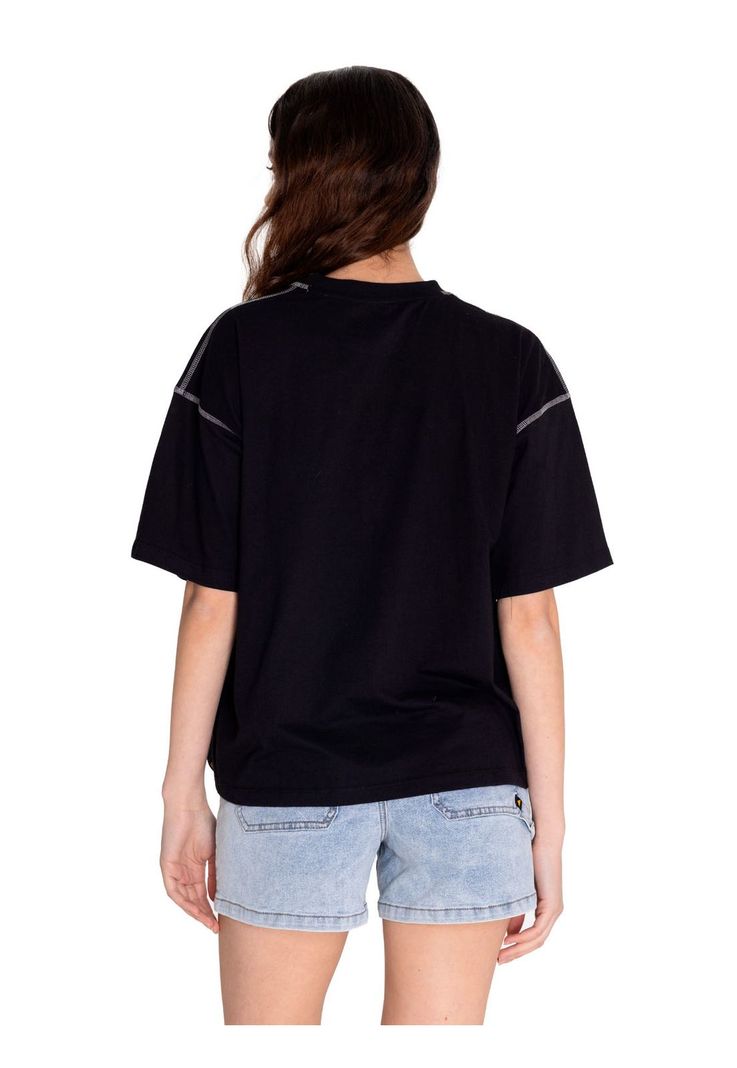 Polera Manga Corta Mujer Cat Logo Boxy Tee Negro-3