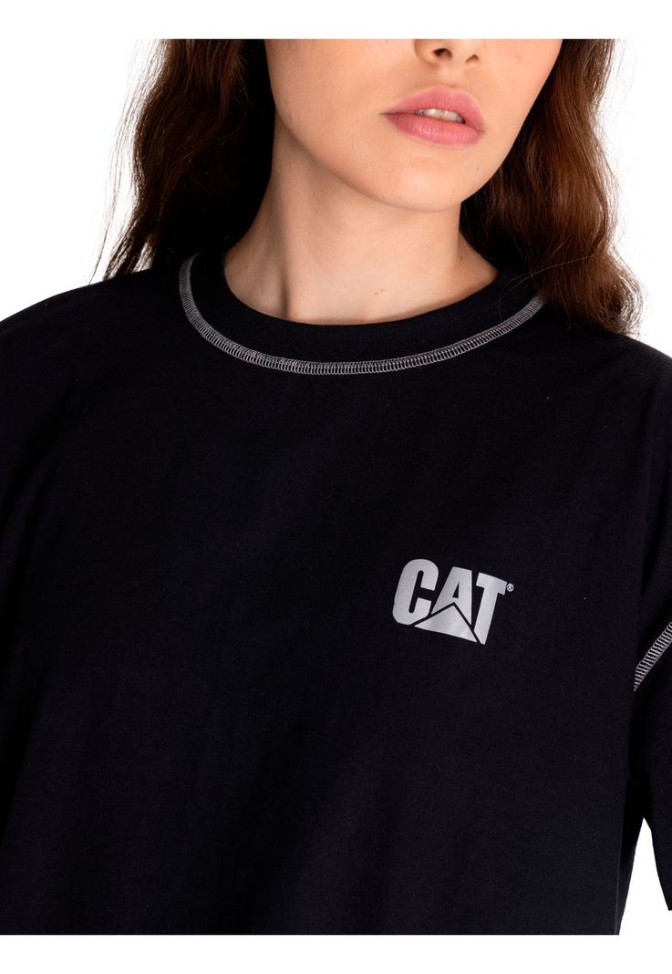 Polera Manga Corta Mujer Cat Logo Boxy Tee Negro-4
