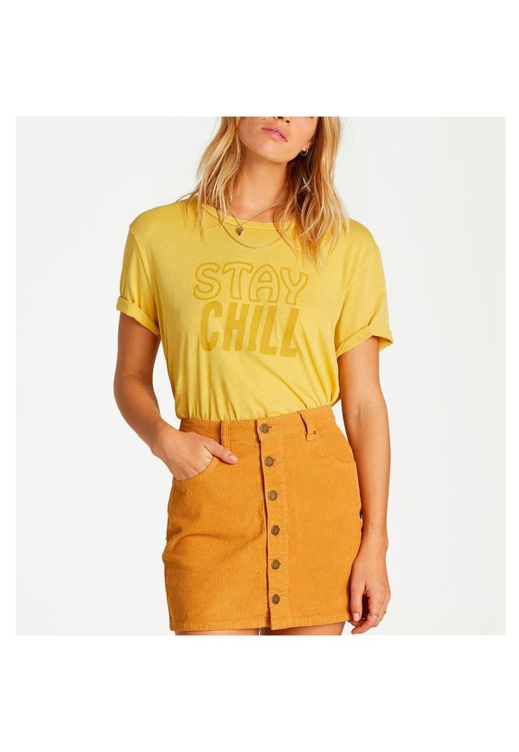 Falda Mujer Good Life Cord Mostaza-0