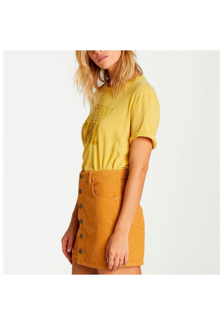 Falda Mujer Good Life Cord Mostaza-2