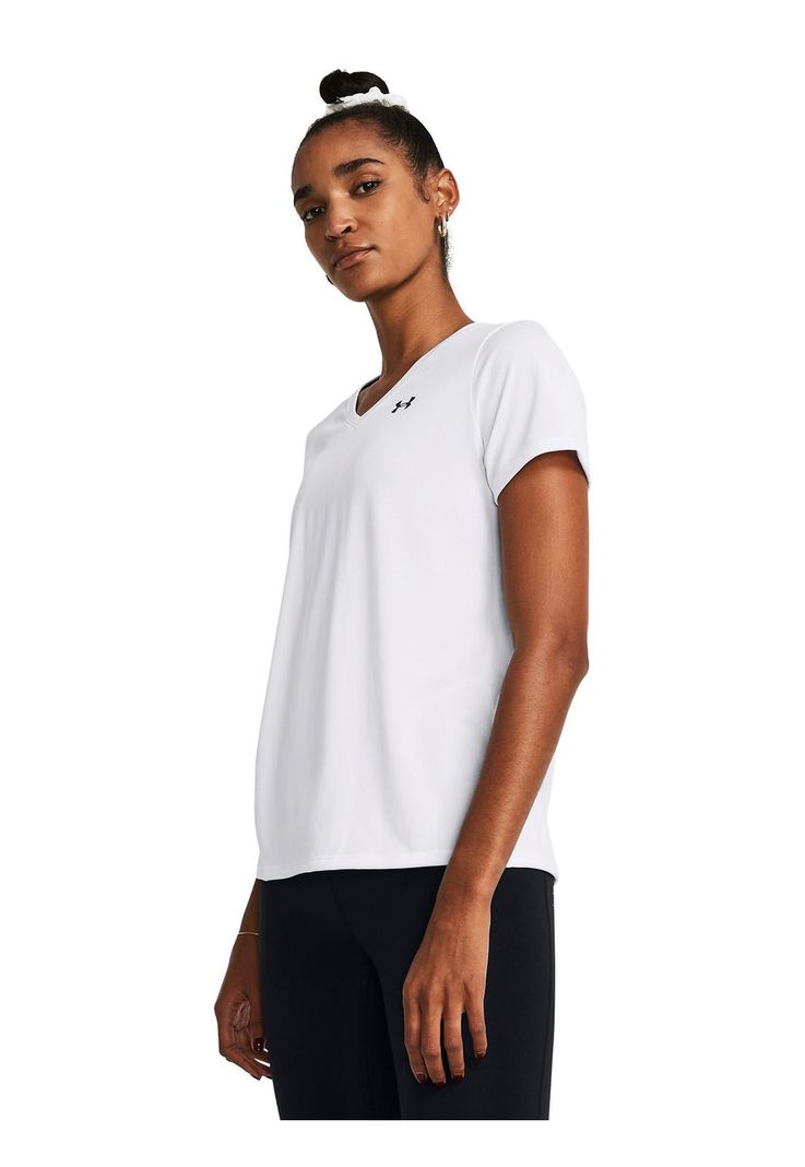 Polera Manga Corta UA Tech Mujer Blanco-3