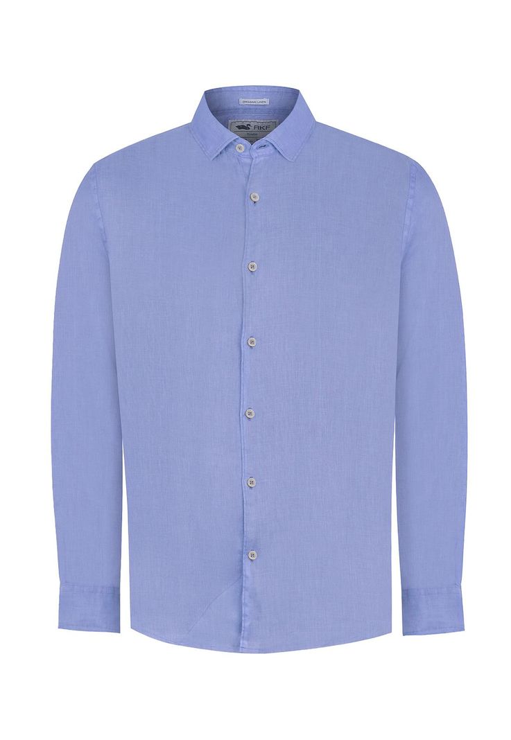 Camisa Lino Azul Marino Linenpro Hombre -0