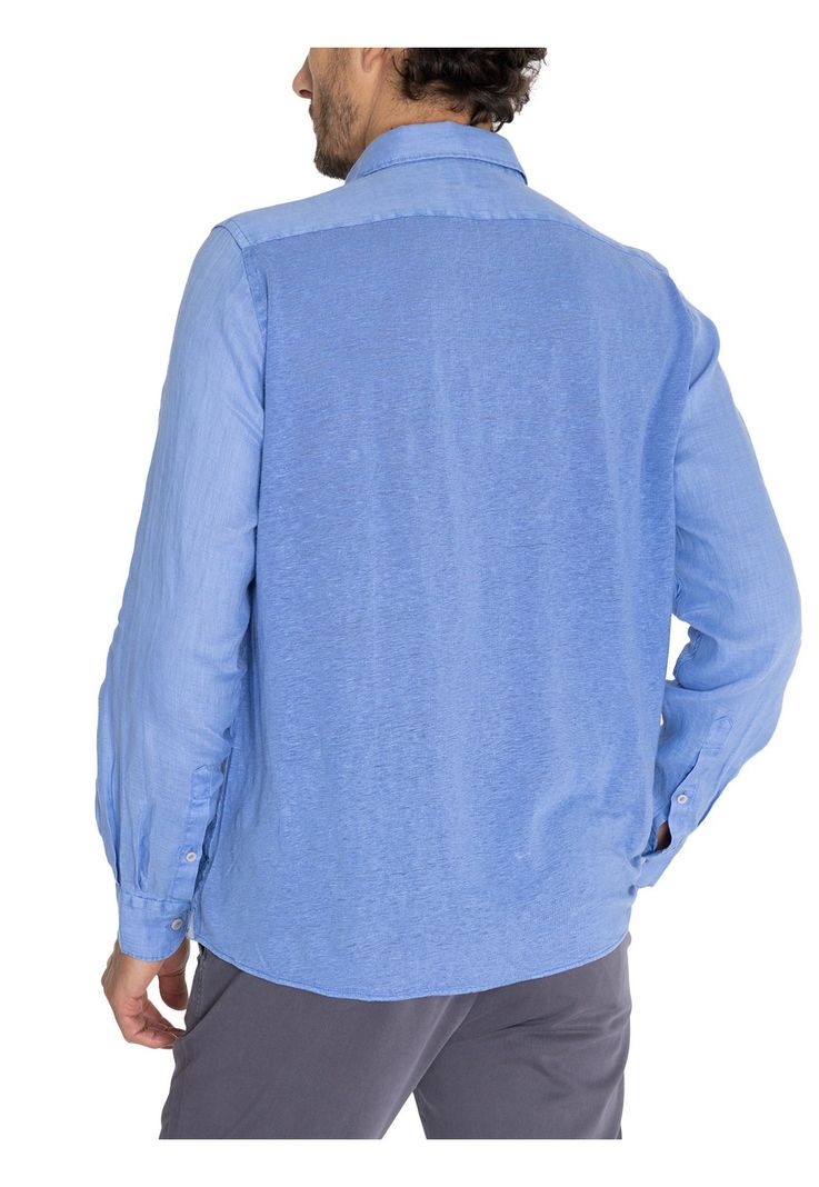 Camisa Lino Azul Marino Linenpro Hombre -5