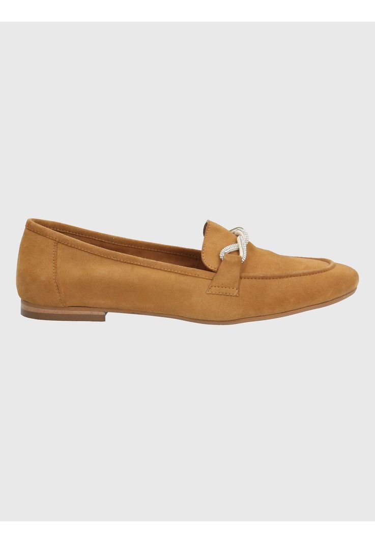 Mocasín Cuero Café Claro Mujer Dinnat -1