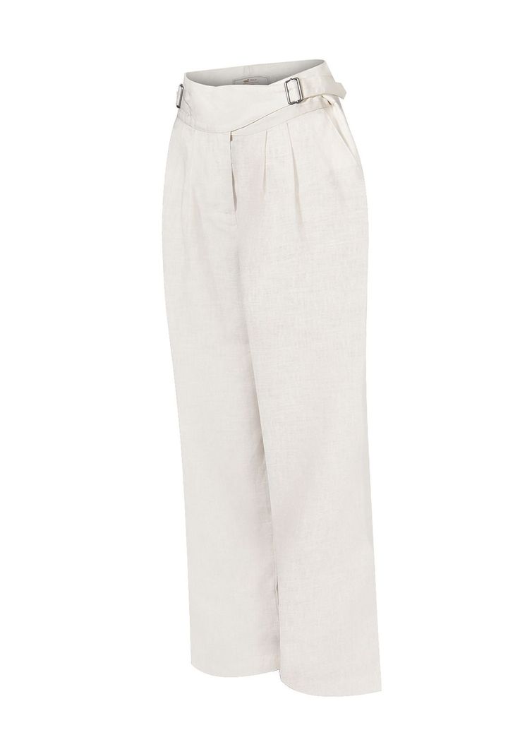 Pantalón Lino Orgánico Beige Ava Mujer -0