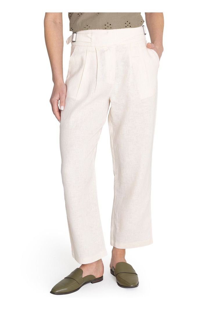 Pantalón Lino Orgánico Beige Ava Mujer -4