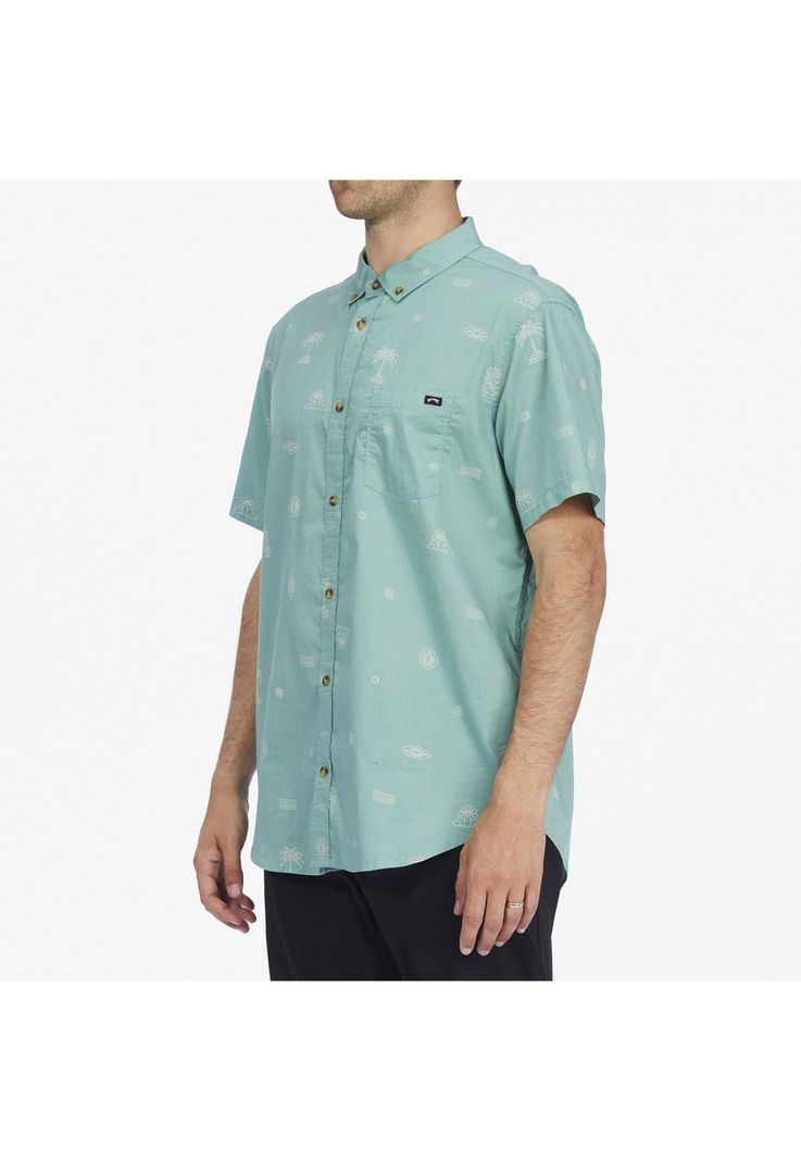 Camisa M/C Sundays Mini Ss Wv Turquesa Hombre-3