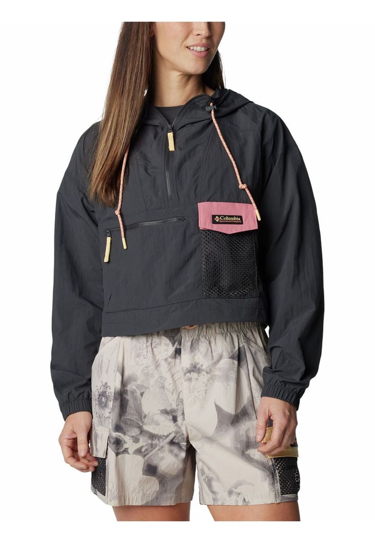 Cortaviento Mujer Painted Peak Cropped Gris-0
