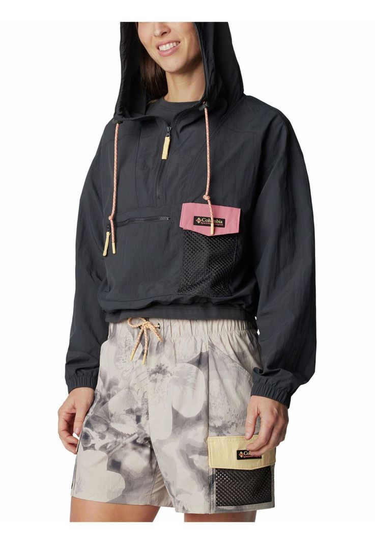 Cortaviento Mujer Painted Peak Cropped Gris-6
