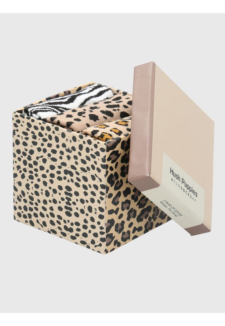 Pack 3 Calcetines Crema Gift Print Mujer-1