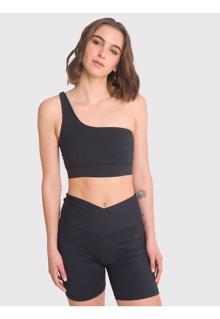 Peto deportivo Mujer Strappy One Shoulder Negro-0
