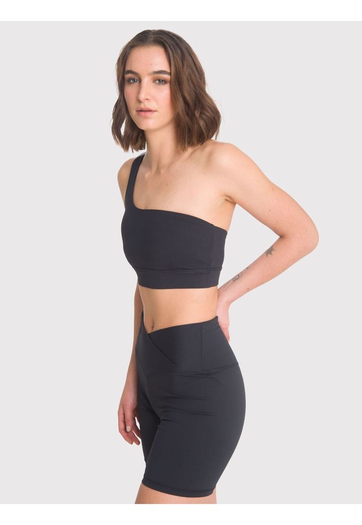 Peto deportivo Mujer Strappy One Shoulder Negro-3