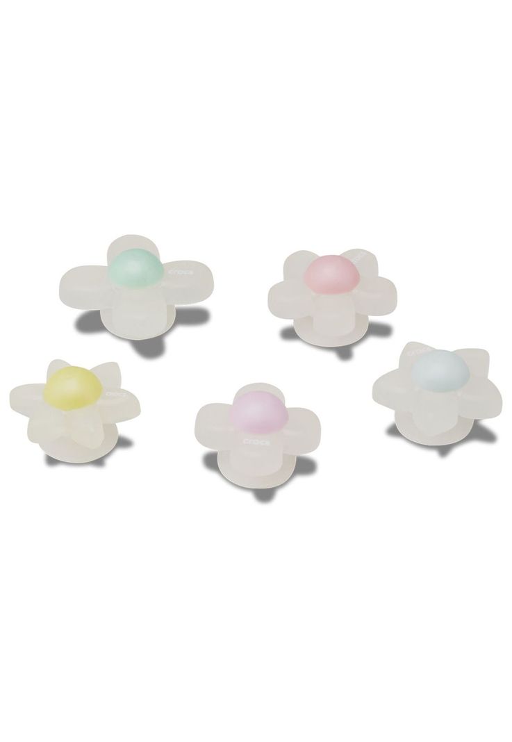 Jibbitz Crocs Pack de 5 Flores Iridiscentes Blanco-2