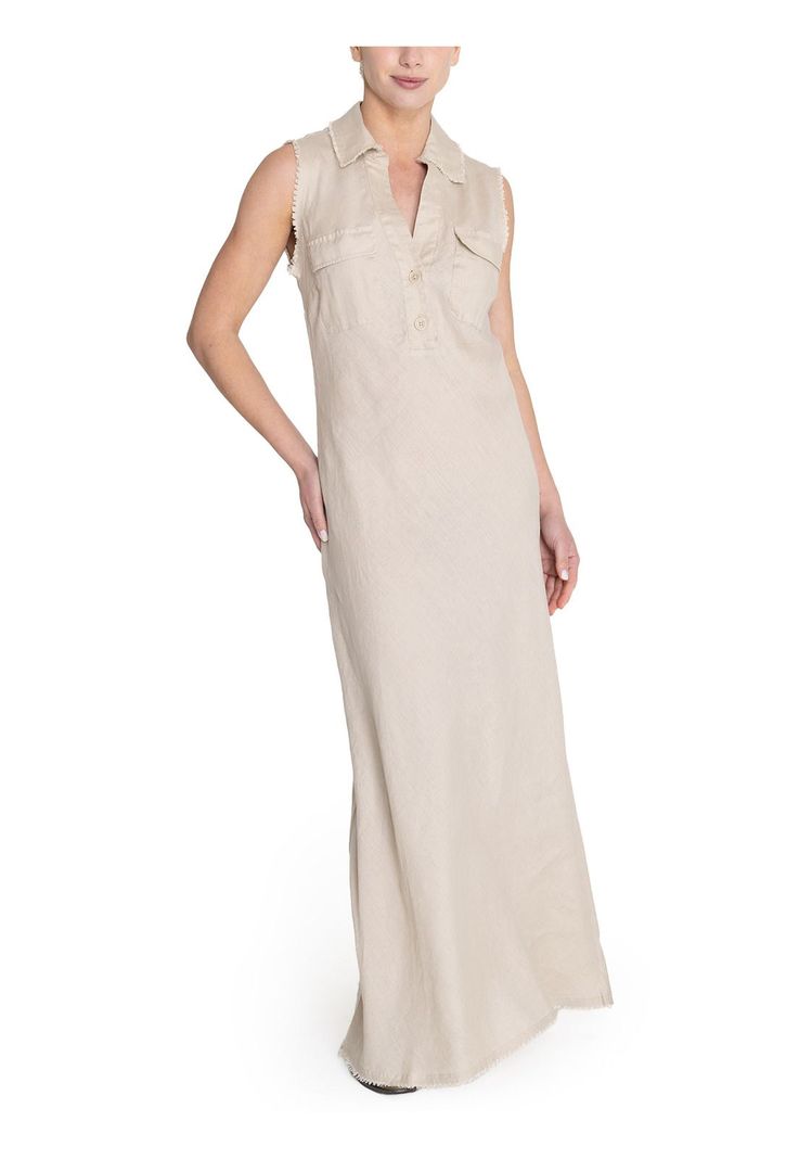 vestido Lino Orgánico Beige Moai Mujer -4