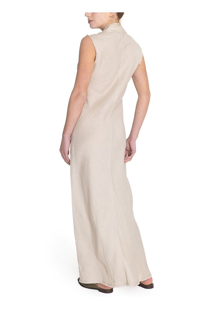 vestido Lino Orgánico Beige Moai Mujer -6