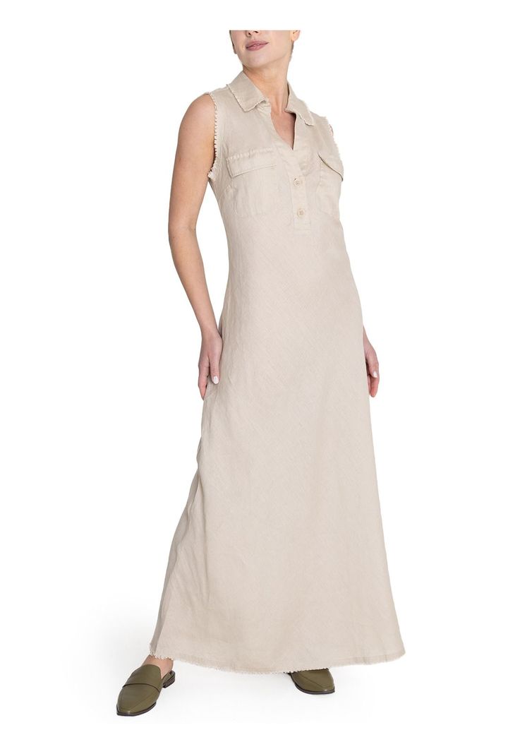 vestido Lino Orgánico Beige Moai Mujer -7