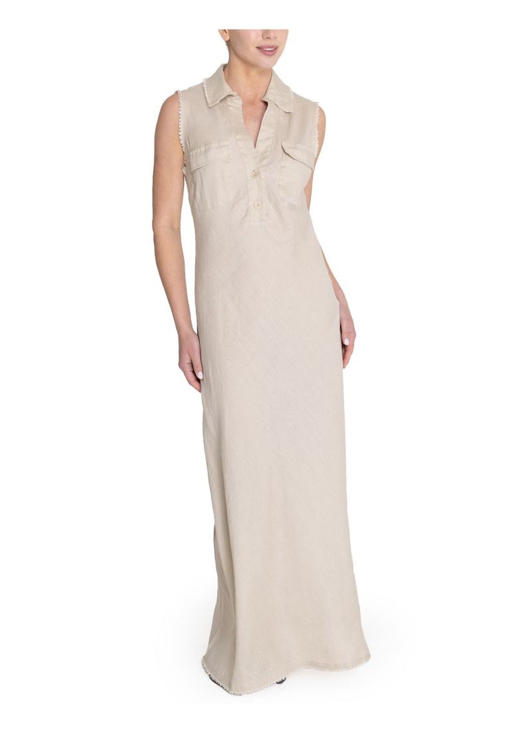 vestido Lino Orgánico Beige Moai Mujer -8