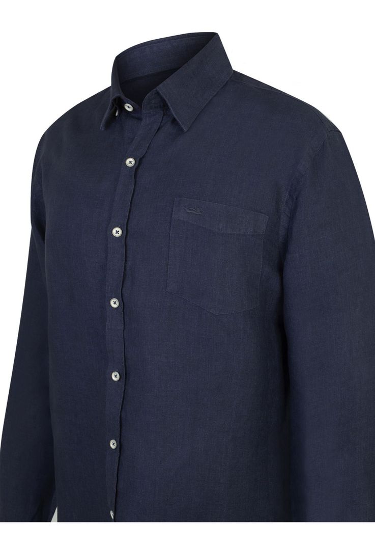 Camisa Lino Hombre Linen Azul-3