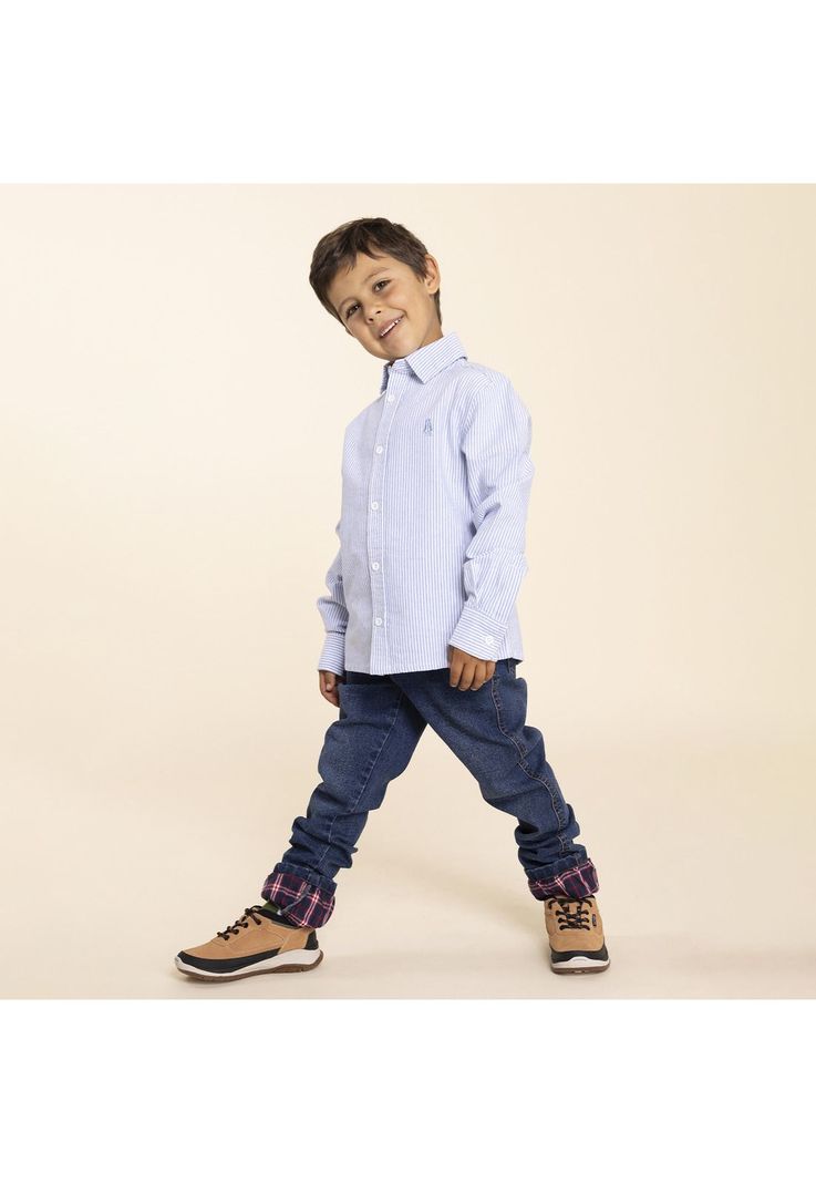 Zapatilla Cuero Niño Birke Azul-3