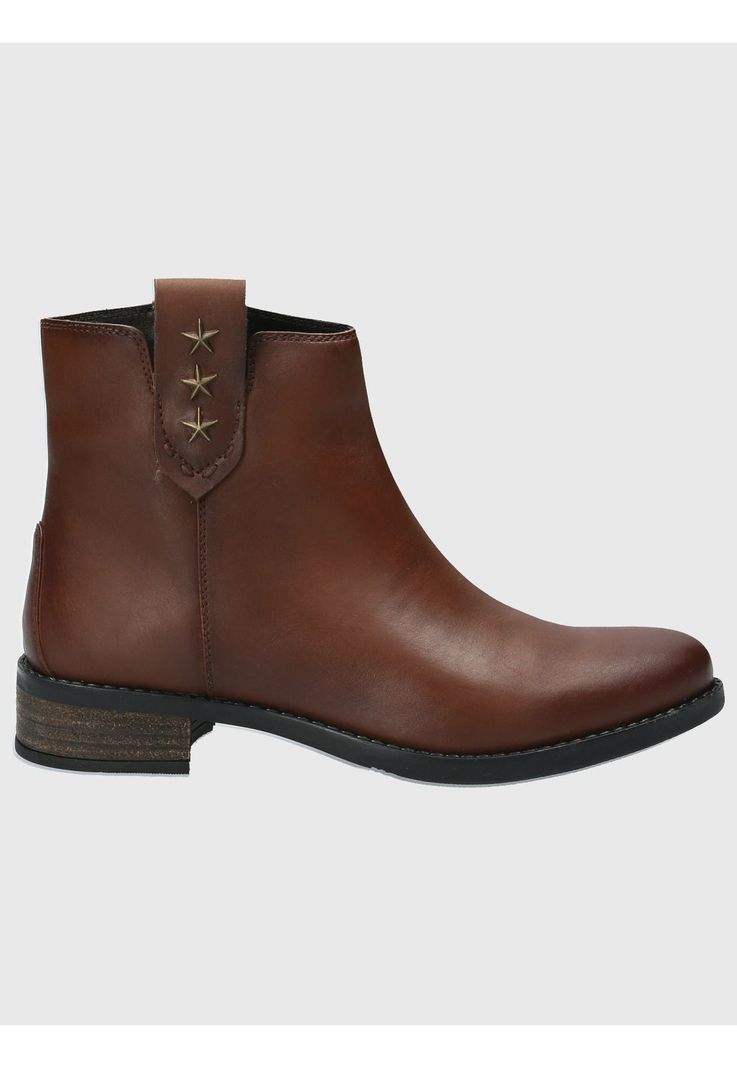 Botin Cuero Mujer Elder Café-1