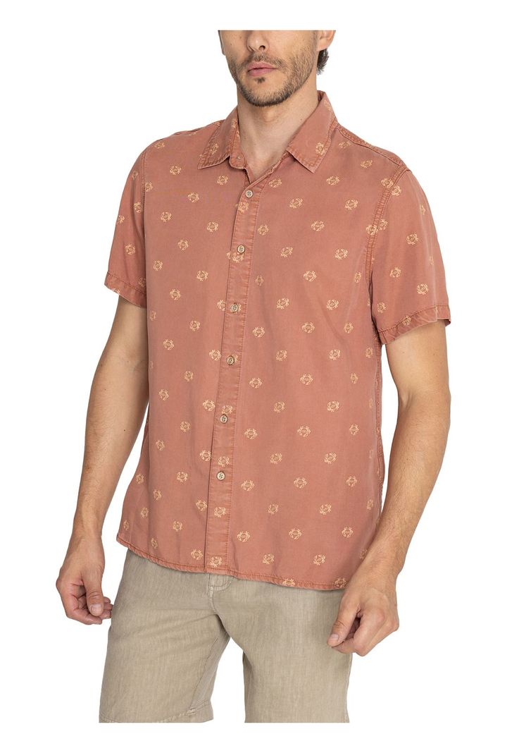 camisa Tencel Naranja Tencelprint Hombre -4