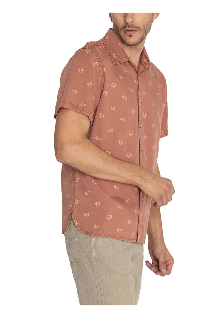 camisa Tencel Naranja Tencelprint Hombre -5