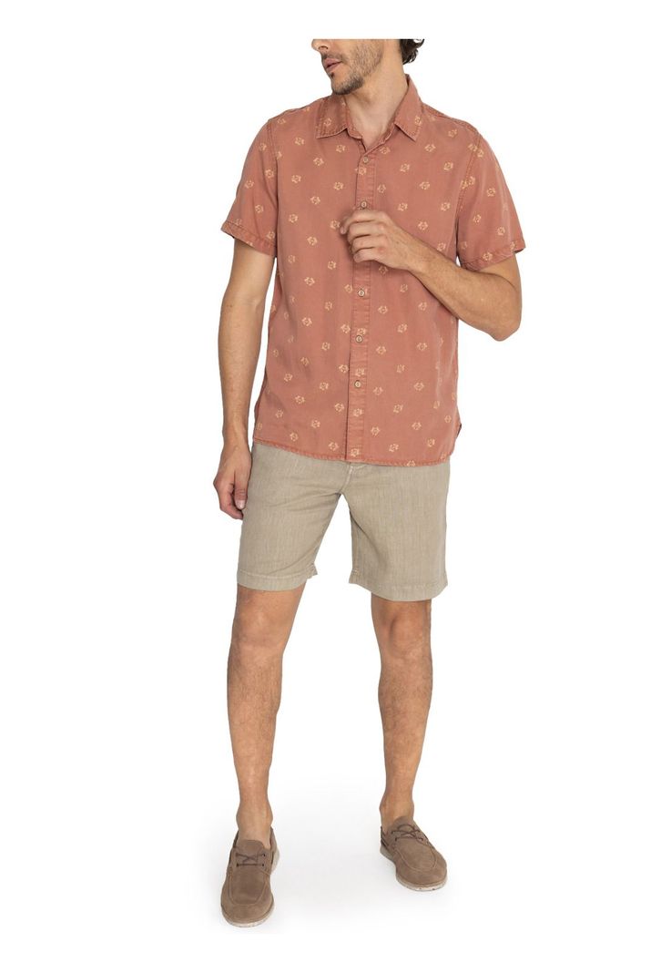 camisa Tencel Naranja Tencelprint Hombre -8