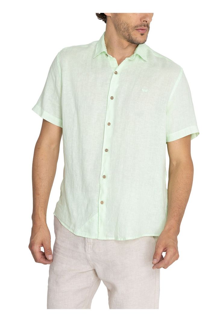 camisa Lino Orgánico Verde Linenjer Hombre -4