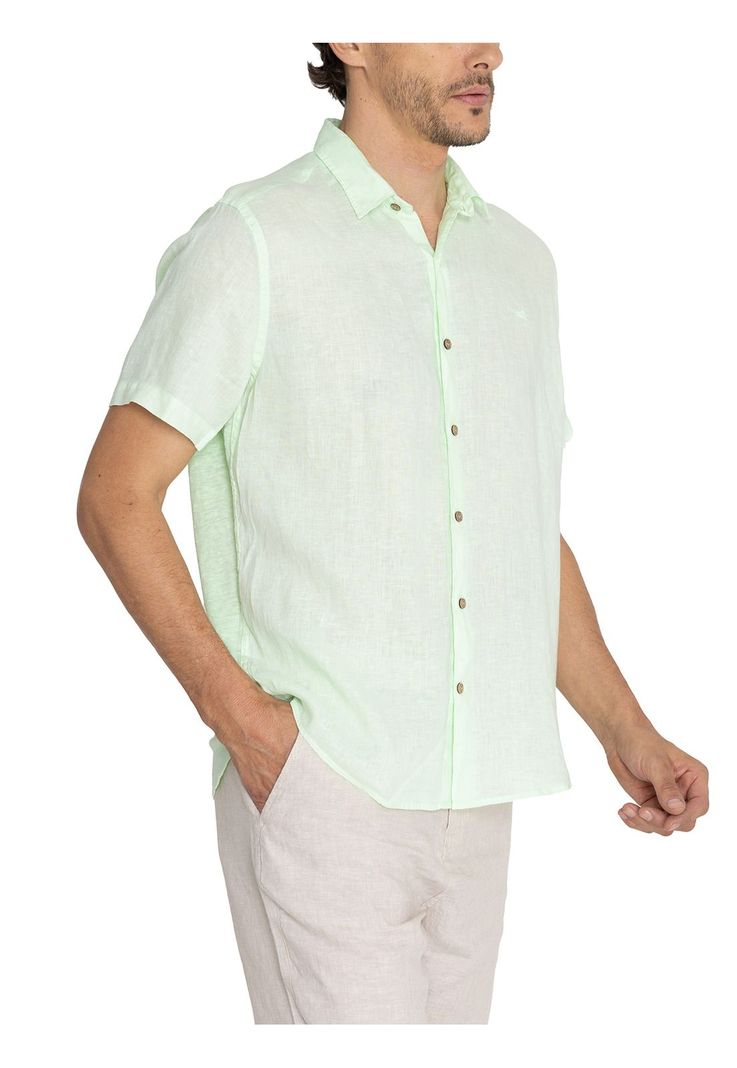 camisa Lino Orgánico Verde Linenjer Hombre -5