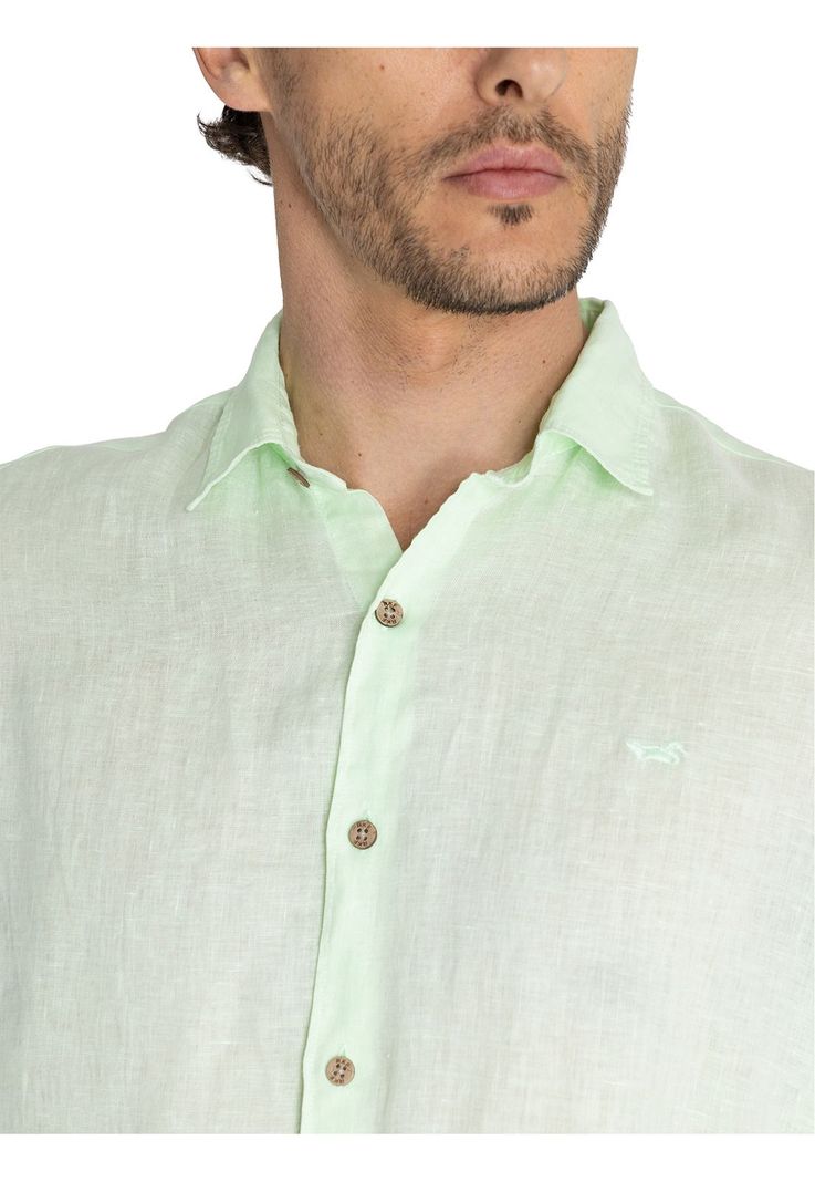 camisa Lino Orgánico Verde Linenjer Hombre -6