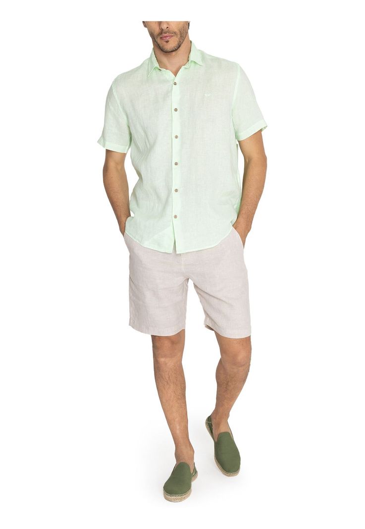 camisa Lino Orgánico Verde Linenjer Hombre -8