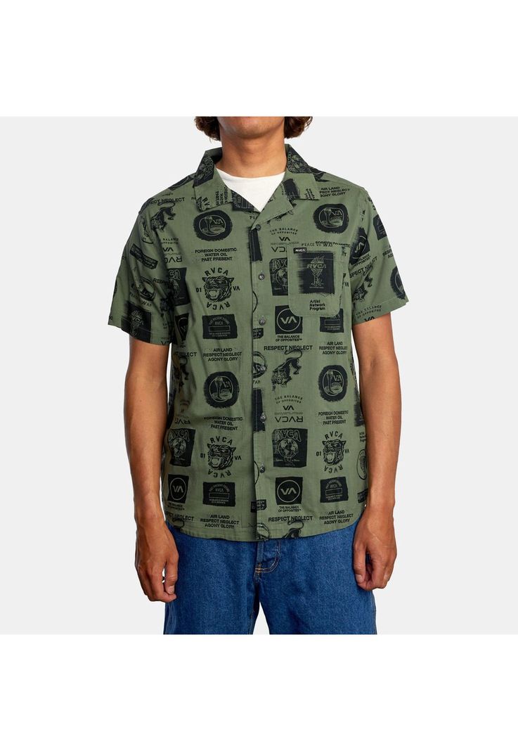 Camisa M/C Hombre Recon Collage Verde-0