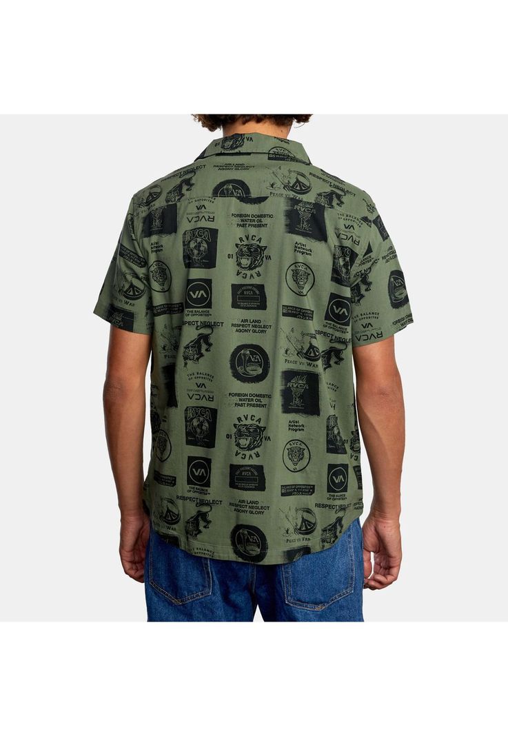 Camisa M/C Hombre Recon Collage Verde-1