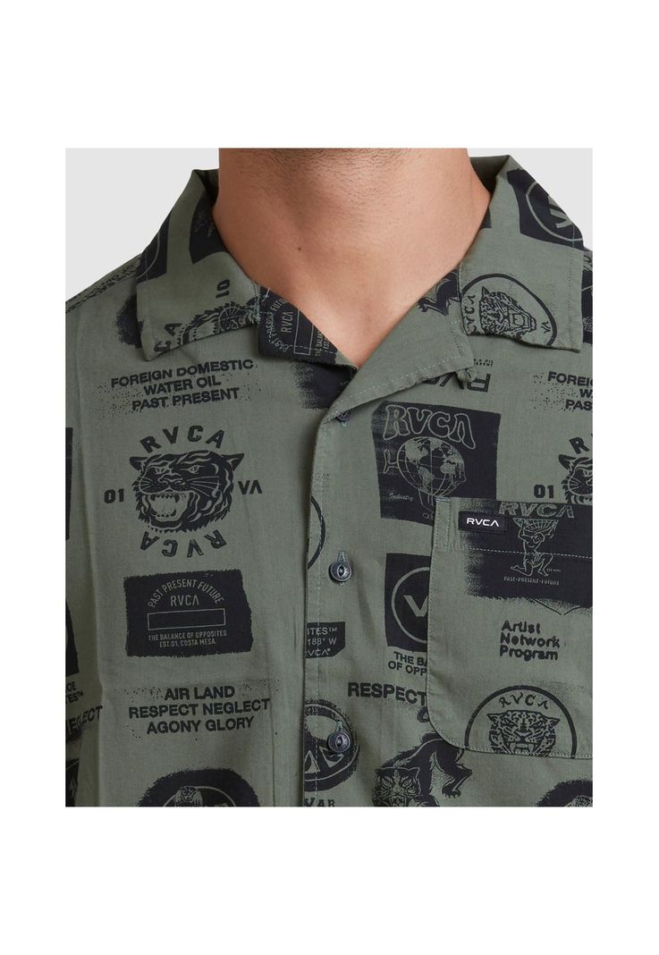 Camisa M/C Hombre Recon Collage Verde-2