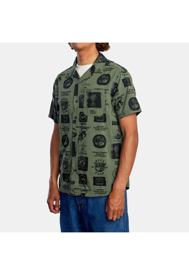 Camisa M/C Hombre Recon Collage Verde-3
