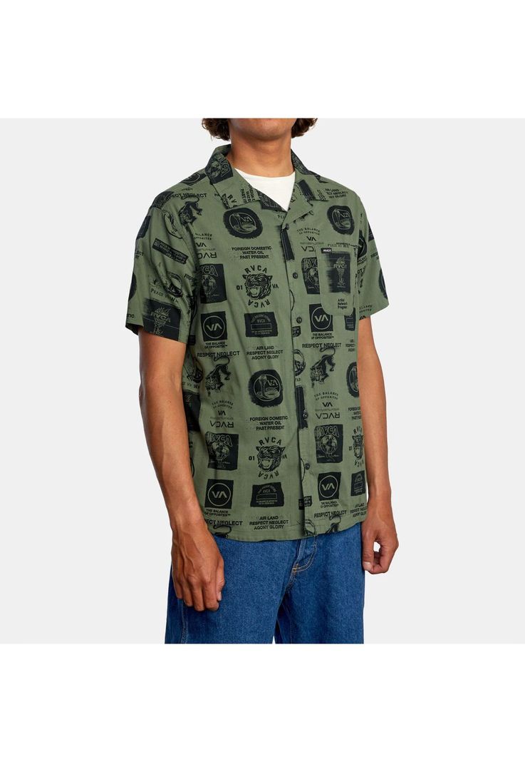 Camisa M/C Hombre Recon Collage Verde-4